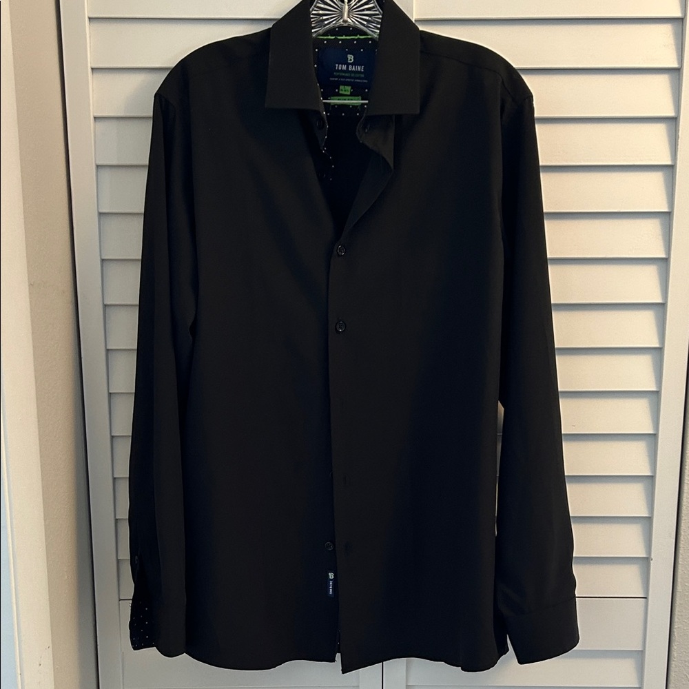 Men's Tom Baine Black Casual Button Down Shirt